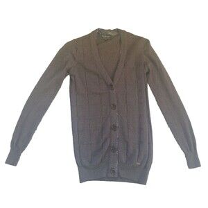 Barbour Burmoor Sweater Womens 8 Mocha Brown Button Up Cardigan 100% Merino Wool